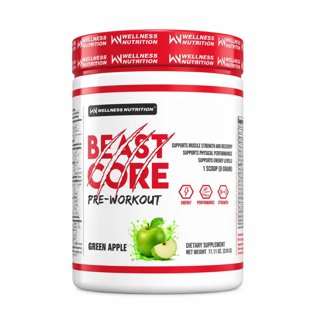 Wellness Nutrition Beast Core-Pre-Workout-315g-35Serv-Green Apple 