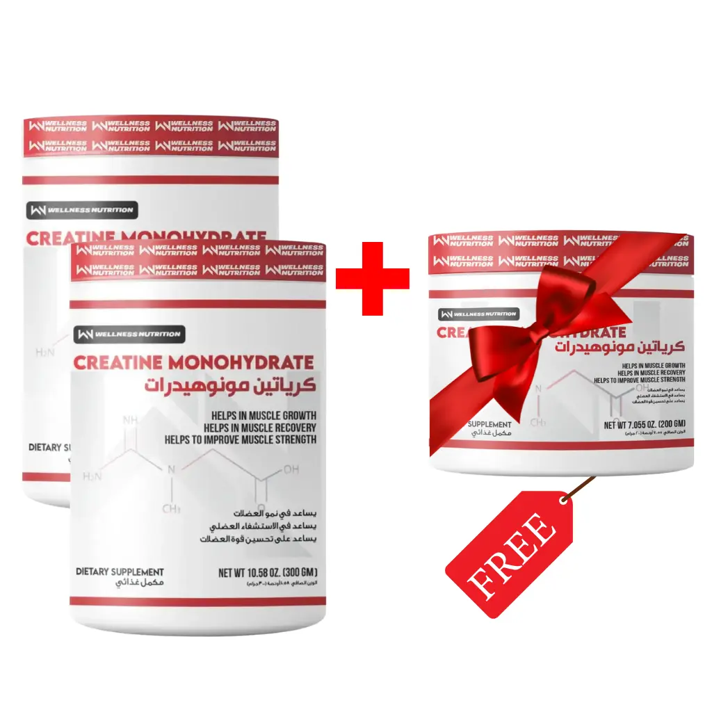 Buy 2 Wellness Nutrition Creatine Monohydrate-300G-60Serv.-Unflavored