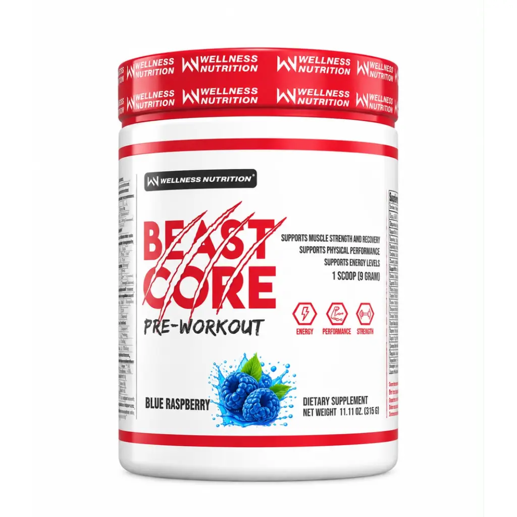 [6004002171603] Wellness Nutrition Beast Core-Pre-Workout-315g-35Serv-Blue Raspberry